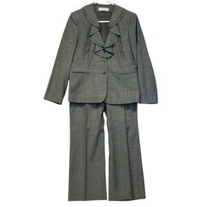 TAHARI Women’s 2-Piece Pant Suit 16 Ruffle Collar Gray Arthur S. Levine Office